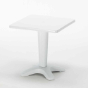 Valkoinen neliöpöytä 70x70cm ja kaksi värikästä läpinäkyvää tuolia Dune Terrace Ominaisuudet