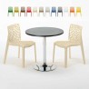 Musta pyöreä pöytä 70x70cm ja kaksi värikästä tuolia Gruvyer Cosmopolitan Myynti