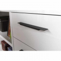 Työpöytä sivutasolla ja laatikostolla, kiiltävän valkoinen 170x140cm Glassy Alennukset