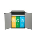 Jätteiden lajittelukaappi, jossa on 3 säkkiä ja Dech-hylly. Alennusmyynnit