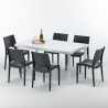 Valkoinen suorakulmainen pöytä 150x90 cm ja 6 värikästä tuolia Paris Summerlife Malli