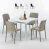 Valkoinen neliönmallinen pöytä 90x90 cm ja 4 värikästä tuolia Bohème Love Tarjous