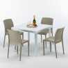 Valkoinen neliönmallinen pöytä 90x90 cm ja 4 värikästä tuolia Bohème Love Luettelo