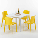 Valkoinen neliönmallinen pöytä 90x90 cm ja 4 värikästä tuolia Rome Love Mitat