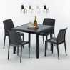 Musta neliönmallinen pöytä 90x90 cm ja 4 värikästä tuolia Bohème Passion Tarjous