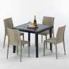 Musta neliönmallinen pöytä 90x90 cm ja 4 värikästä tuolia Bistrot Passion Varasto