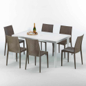 Valkoinen suorakulmainen pöytä 150x90 cm ja 6 värikästä tuolia Bistrot Summerlife Luettelo