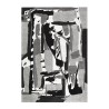 Suorakulmainen moderni musta valkoinen harmaa abstrakti kuvio matto GRI227 Myynti