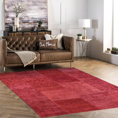 Moderni punainen suorakaiteen muotoinen olohuoneen liukumaton matto TURO01