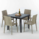 Musta neliönmallinen pöytä 90x90 cm ja 4 värikästä tuolia Bistrot Arm Passion Luettelo