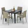 Musta neliönmallinen pöytä 90x90 cm ja 4 värikästä tuolia Bistrot Arm Passion Luettelo
