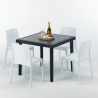 Musta neliönmallinen pöytä 90x90 cm ja 4 värikästä tuolia Rome Passion Mitat