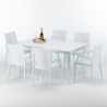 Valkoinen suorakulmainen pöytä 150x90 cm ja 6 värikästä tuolia Bistrot Arm Summerlife Varasto