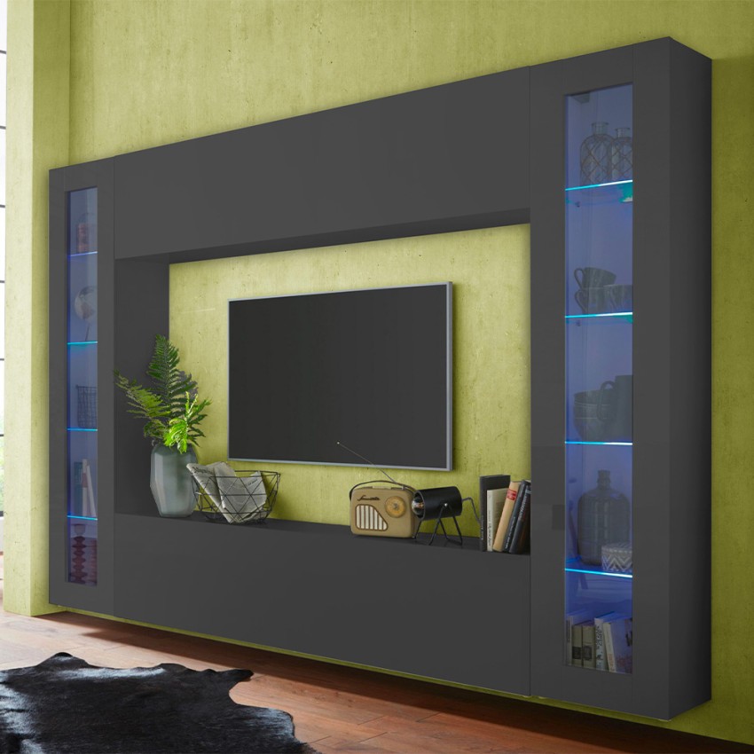 Moderni seinään kiinnitettävä TV-teline 2 näyttökaappia Huomautus Kehys Tarjous