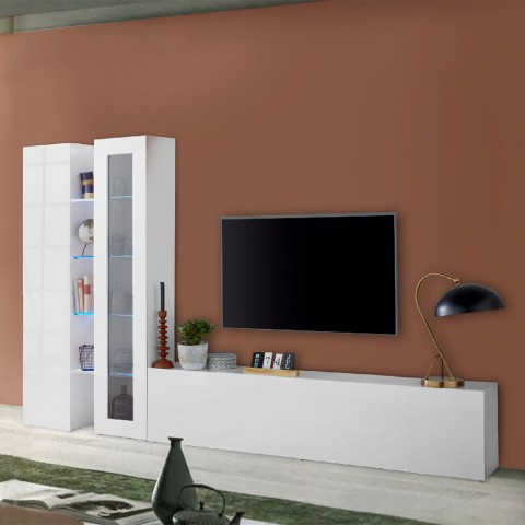 Moderni valkoinen TV-kaappi seinäkaappi Elco WH Tarjous