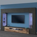 Moderni musta puinen TV-seinäyksikkö 2 näyttökaappia Sultan AP Tarjous