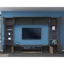 Moderni musta puinen TV-seinäyksikkö 2 näyttökaappia Sultan AP Luettelo
