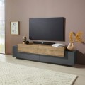 Moderni musta ja puinen TV-taso, 4 lokeroa ja 3 ovea, 200cm, Corona Low Cyt Tarjous