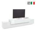 Moderni Mobile TV 240 cm valkoinen, 4 lokeroa ja 3 ovea Corona Low Bial Myynti