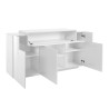 Sivupöytä valkoinen sivupöytä moderni muotoilu 160cm 3 lokeroa Corona Side Lacq Alennusmyynnit