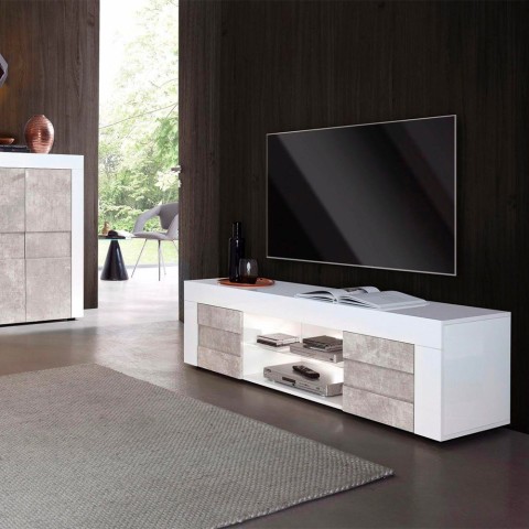 Moderni TV-teline 2 ovella 180cm valkoinen harmaa Wireburn Grande Easy Tarjous