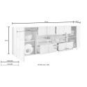 Kiiltävä valkoinen 241cm moderni keittiön sivupöytä 2 ovea 4 laatikkoa Dama Wh L Luettelo