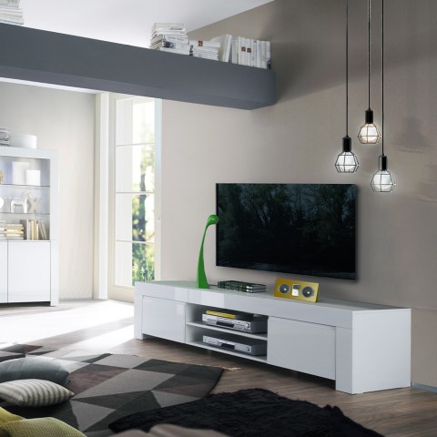 Moderni TV-teline 2 ovea kiiltävä valkoinen Tab Amalfi Tarjous