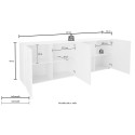 Moderni design-sivupöytä 241cm 4 ovea kiiltävä harmaa Prisma Rt XL Valinta