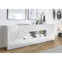 Sivupöytä 2 ovea 4 laatikkoa kiiltävä valkoinen moderni muotoilu 241cm Prisma Wh L Luettelo