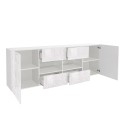 Sivupöytä 2 ovea 4 laatikkoa kiiltävä valkoinen moderni muotoilu 241cm Prisma Wh L Alennukset