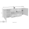 Sivupöytä 2 ovea 4 laatikkoa kiiltävä valkoinen moderni muotoilu 241cm Prisma Wh L Malli