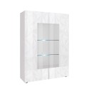 Moderni kiiltävä valkoinen vitriinikaappi 2 lasiovea olohuone 121x166cm Ego Wh Tarjous