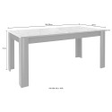 Olohuoneen ruokapöytä 180x90cm kiiltävä valkoinen moderni Athon Prisma Mitat