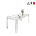 Olohuoneen ruokapöytä 180x90cm kiiltävä valkoinen moderni Athon Prisma Myynti
