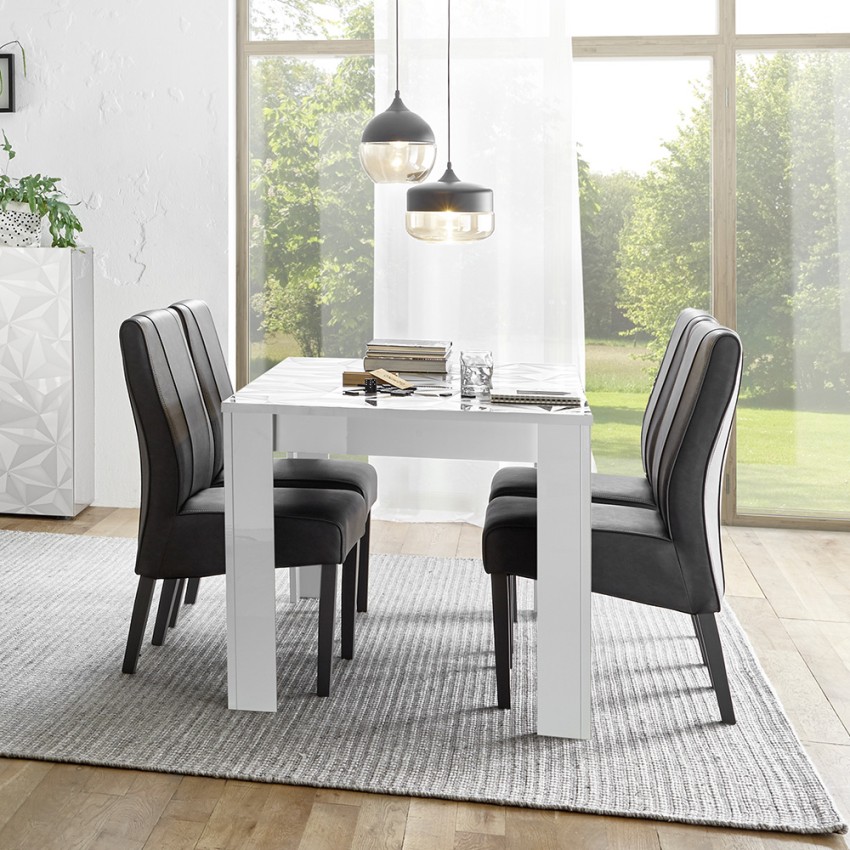 Athon Prisma olohuoneen ruokapöytä 180x90cm kiiltävä valkoinen moderni