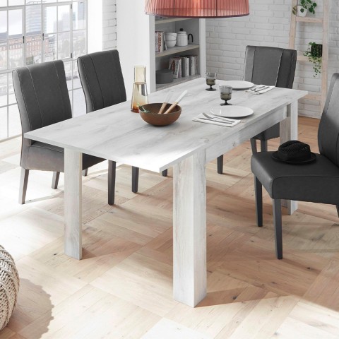 Jatkettava puinen ruokapöytä 90x137-185cm kiiltävä valkoinen Vigo Urbino Tarjous