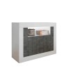 Sivupöytä moderni muotoilu kiiltävä valkoinen musta 2 ovea 110cm Minus BX Tarjous