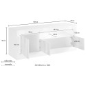 Korkeakiiltoinen valkoinen betoninen TV-teline 3 ovea 138cm moderni Jaor BC Alennukset