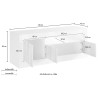 Korkeakiiltoinen valkoinen betoninen TV-teline 3 ovea 138cm moderni Jaor BC Alennukset