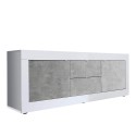 TV-kaappi 210cm 2 ovea 2 laatikkoa kiiltävä valkoinen betoni Visio BC Tarjous