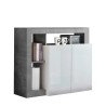 Madia-mobiili säilytyslaatikko harmaa sementti, 2 kiiltävän valkoista ovea, Reva BC Tarjous