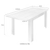 Laajennettava kiiltävä valkoinen keittiön pöytäpuu 90x137-185cm Dyon Basic Luettelo