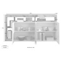 Keittiön ja olohuoneen kaappi, neljä kiiltävän valkoista ovea, puuta, 184 cm, merkki Cadiz BP. Mitat