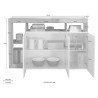 Lipasto keittiöön, 3 ovea, kiiltävä valkoinen nykyaikainen 146cm, musta Hailey BX. Malli