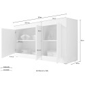 Moderni musta 3-ovinen marmorikuosinen sivupöytä (credence/madia) 160cm, merkki Modis MB Basic. Luettelo