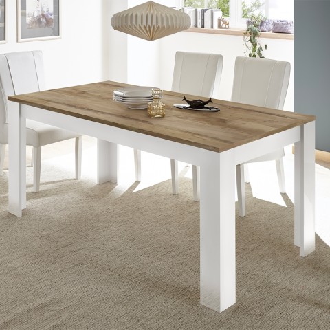 Ruokapöytä moderni keittiö 180x90cm kiiltävä valkoinen Echo Basic- puusta Tarjous