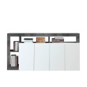 Credenza olohuoneen modernilla suunnittelulla 4 ovea, musta-valkoisella kiiltävällä pinnalla, Cadiz BX. Tarjous