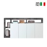 Credenza olohuoneen modernilla suunnittelulla 4 ovea, musta-valkoisella kiiltävällä pinnalla, Cadiz BX. Myynti