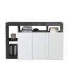 Lipasto keittiöön, 3 ovea, kiiltävä valkoinen nykyaikainen 146cm, musta Hailey BX. Tarjous