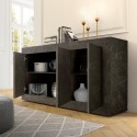 Moderni musta 3-ovinen marmorikuosinen sivupöytä (credence/madia) 160cm, merkki Modis MB Basic. Alennukset